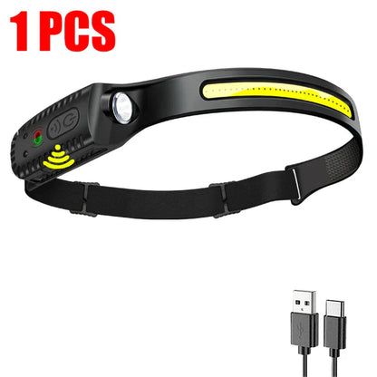 Ultra-Bright USB Rechargeable LED Headlamp – Motion Sensor