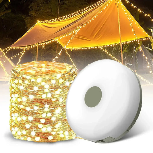 Solar-Powered Camping String Lights – Warm & Decorative